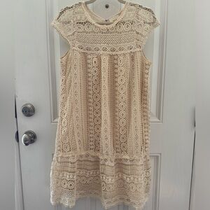 Maeve Anthropologie Cream Lace Dress